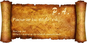 Pacurariu Alárd névjegykártya